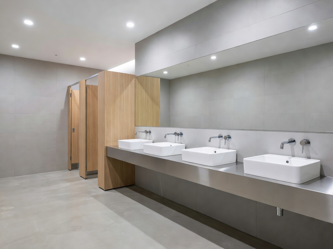 Clean, modern commercial restroom facilities
