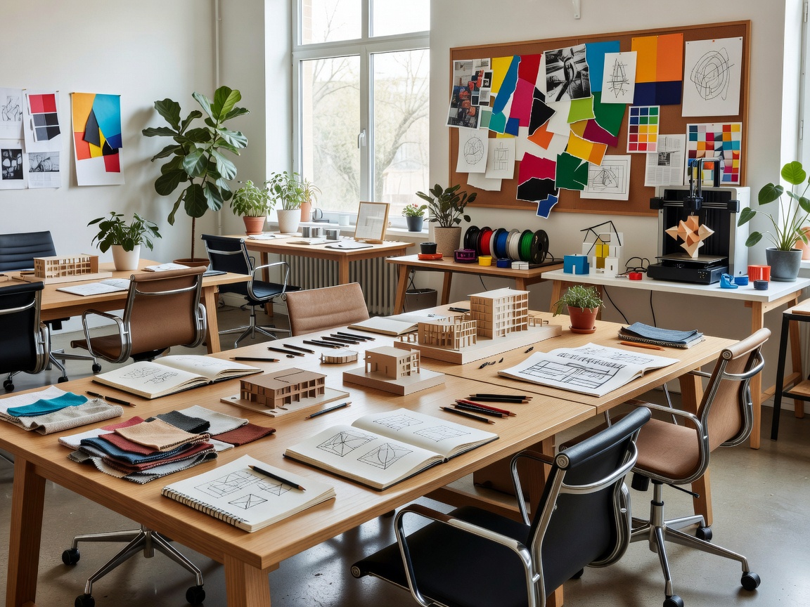 Creative design studio workspace