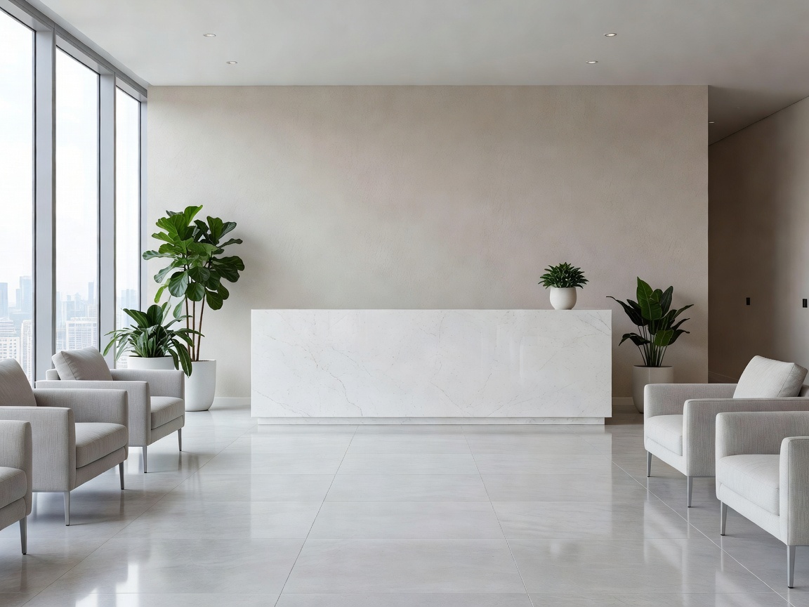 Pristine office reception and waiting area