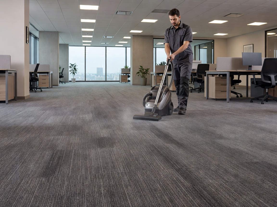 Professional vacuuming of commercial office carpets