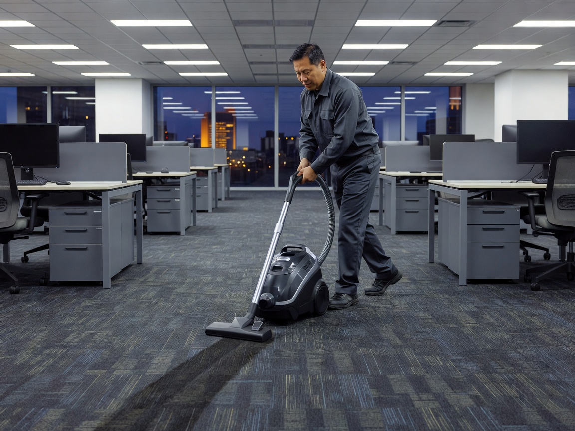 Vacuuming commercial office carpets